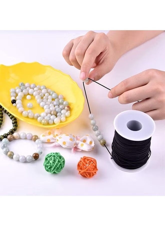 100 متر من خيط مطاطي أسود قابل للتمدد بسمك 0.8 مم لصنع الأساور والمجوهرات - Image 3